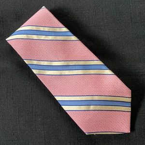 Brooks Brothers Pink Tan/Soft Yellow and Blue Stripe Silk Men’s Tie